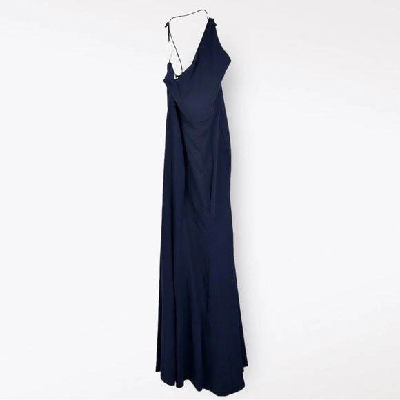 After Six One-Shoulder Draped Cowl-Neck Maxi Dress in Midnight Navy Size 20 - Picture 4 of 8